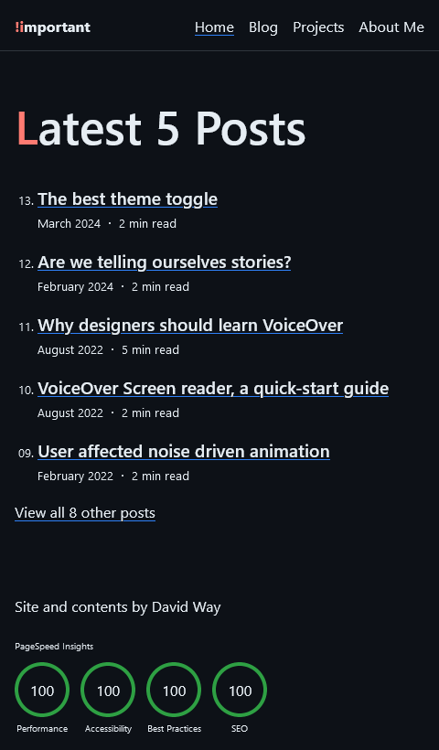 The not-important site in dark mode